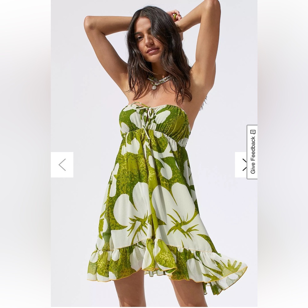 Urban Outfitters Davina Bandeau Floral Backless Dress